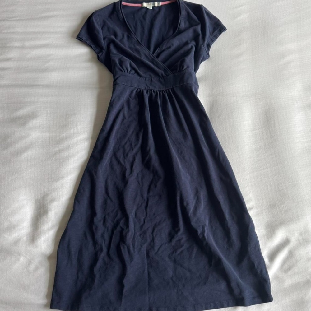 SOLD Boden Classic Navy Midi Dress Babydoll V-neck